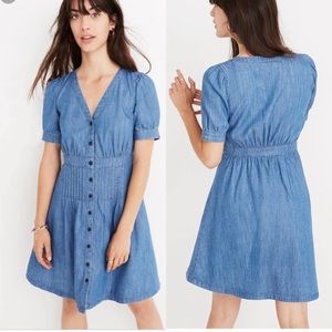 Madewell Denim Daylily Button Puff Sleeve Dress 10